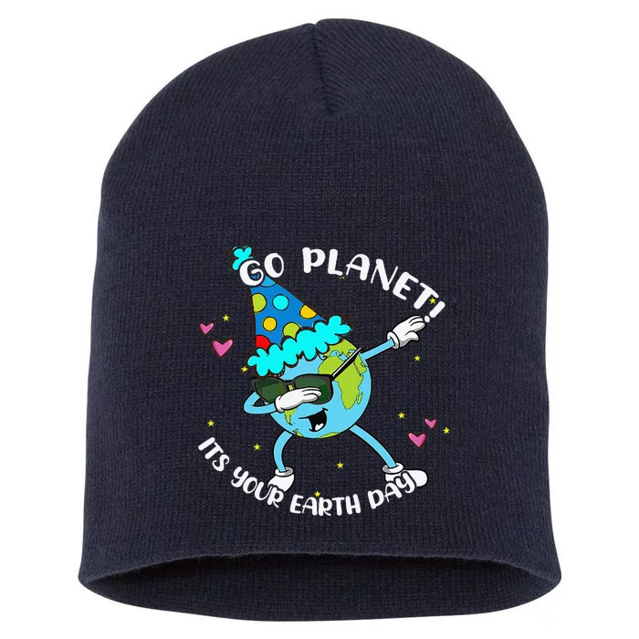 Go Planet Its Your Earth Day Cute Short Acrylic Beanie