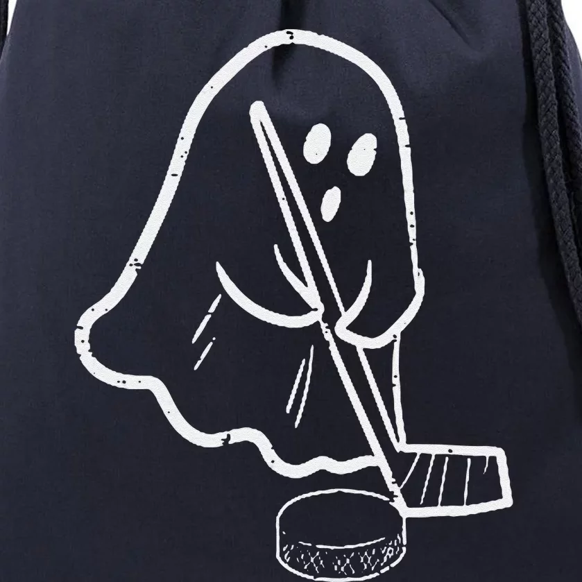 Ghost Playing Ice Hockey Pocket Halloween Costume Sports Drawstring Bag