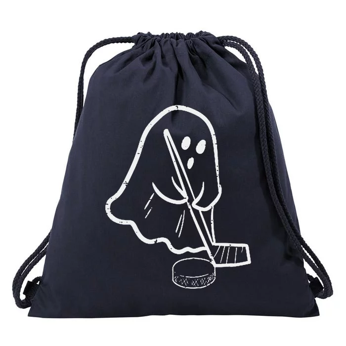 Ghost Playing Ice Hockey Pocket Halloween Costume Sports Drawstring Bag