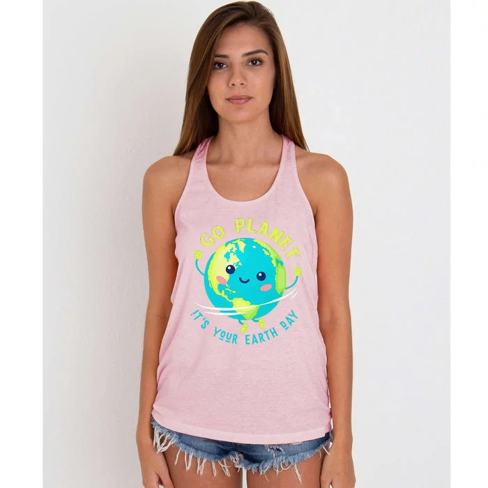 Go Planet Its Your Earth Day Women's Knotted Racerback Tank