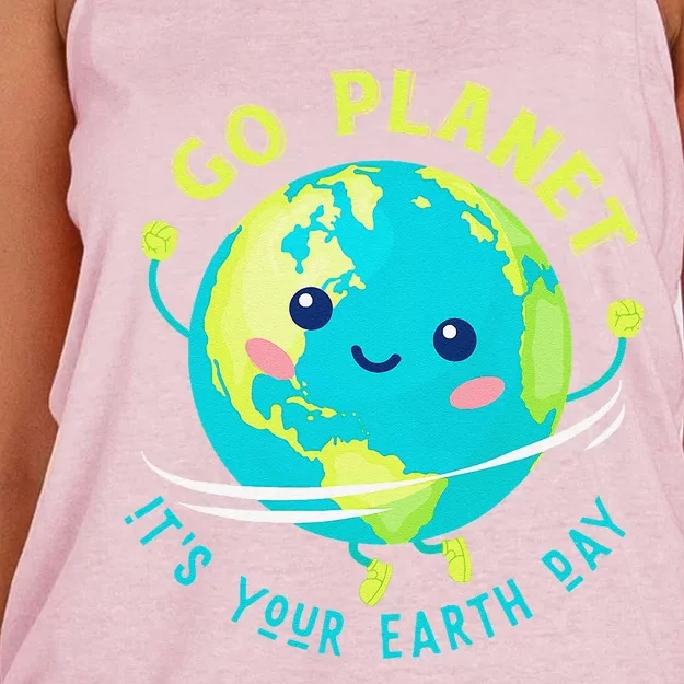 Go Planet Its Your Earth Day Women's Knotted Racerback Tank