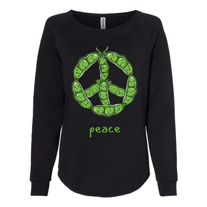 Green Peas In A Pod Peace Symbol Womens California Wash Sweatshirt