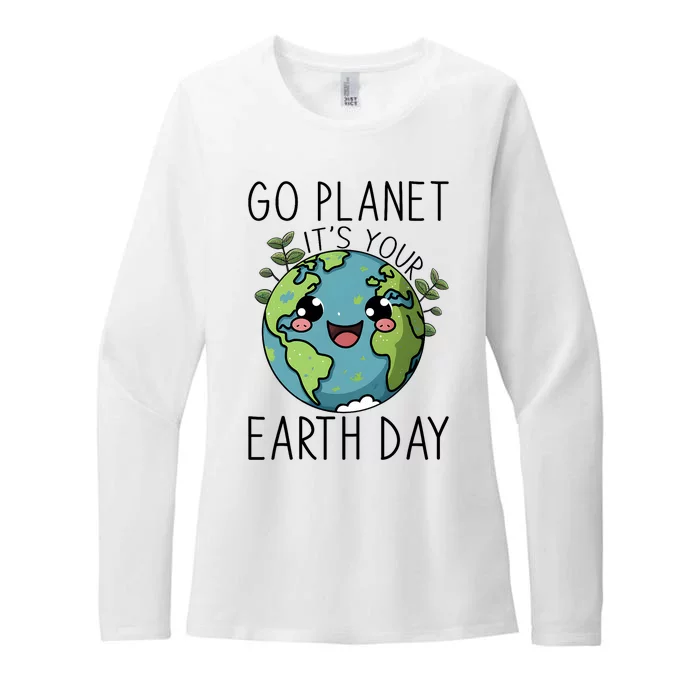 Go Planet Its Your Earth Day 2024 Teacher Cute Earth Womens CVC Long Sleeve Shirt