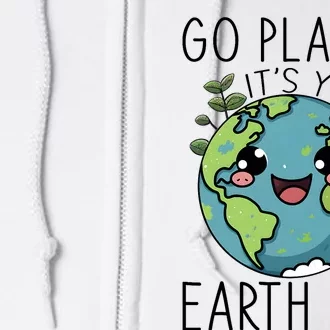 Go Planet Its Your Earth Day 2024 Teacher Cute Earth Full Zip Hoodie