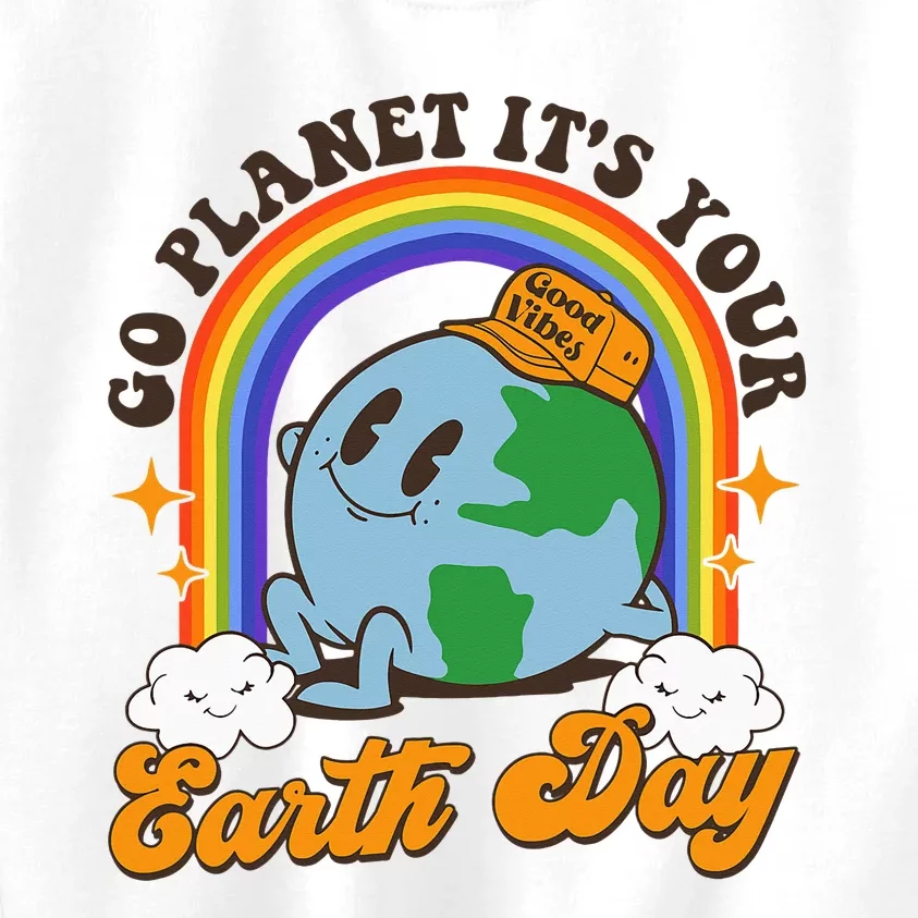 Go Planet Its Your Earth Day Teacher Groovy Environment Kids Sweatshirt