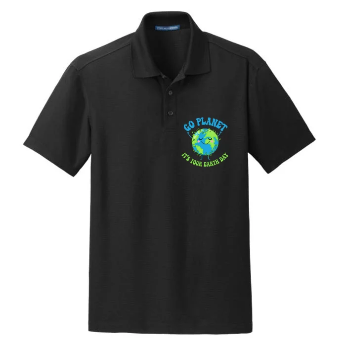 Go Planet It's Your Earth Day Environment Funny Dry Zone Grid Performance Polo