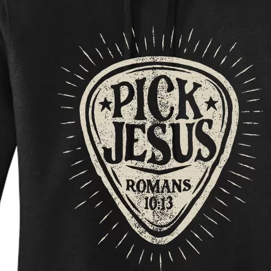 Guitar Pick Jesus Christian Music Guitarist Pastor Women's Pullover Hoodie