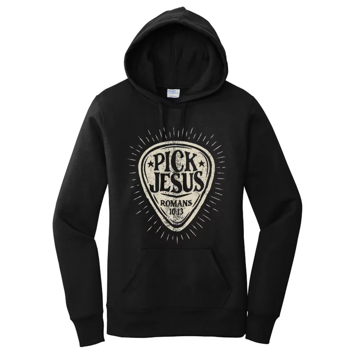 Guitar Pick Jesus Christian Music Guitarist Pastor Women's Pullover Hoodie