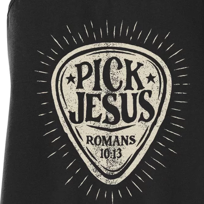 Guitar Pick Jesus Christian Music Guitarist Pastor Women's Racerback Tank