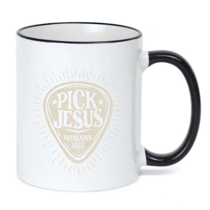 Guitar Pick Jesus Christian Music Guitarist Pastor Retro Black Color Changing Mug