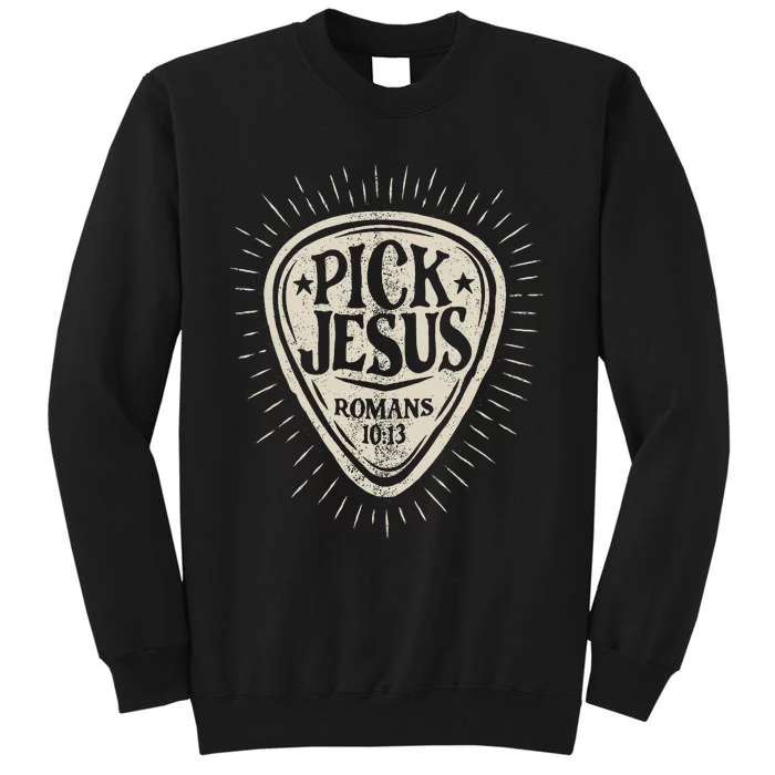 Guitar Pick Jesus Christian Music Guitarist Pastor Retro Tall Sweatshirt