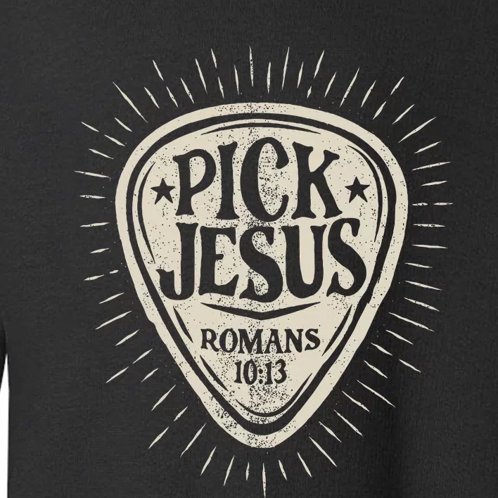 Guitar Pick Jesus Christian Music Guitarist Pastor Retro Toddler Sweatshirt