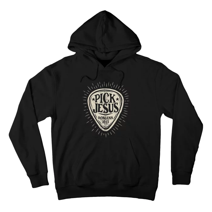 Guitar Pick Jesus Christian Music Guitarist Pastor Retro Hoodie