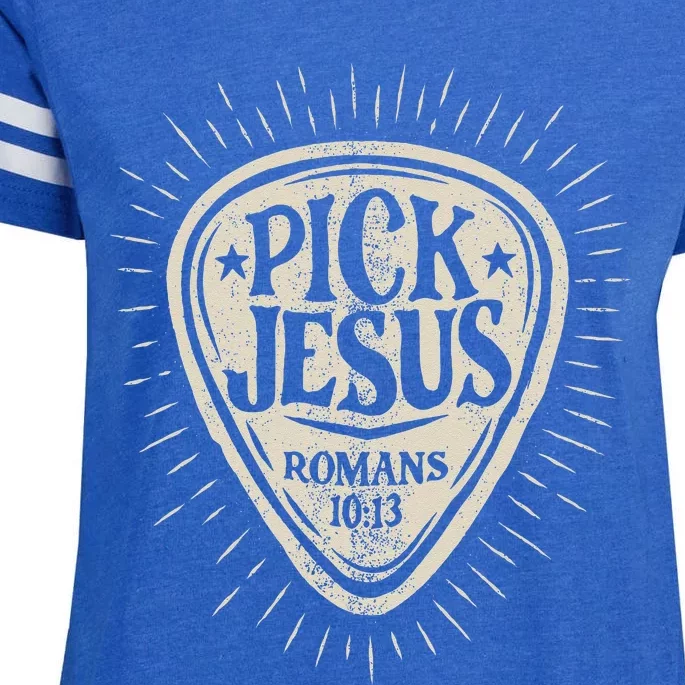 Guitar Pick Jesus Christian Music Guitarist Pastor Retro Enza Ladies Jersey Football T-Shirt