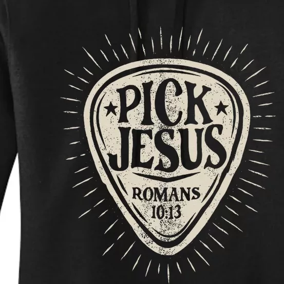 Guitar Pick Jesus Christian Music Guitarist Pastor Retro Women's Pullover Hoodie