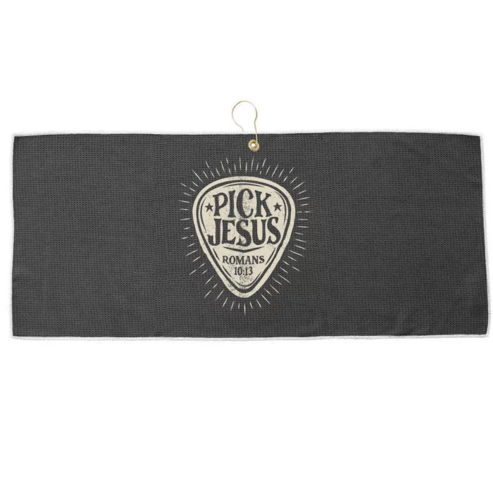 Guitar Pick Jesus Christian Music Guitarist Pastor Retro Large Microfiber Waffle Golf Towel