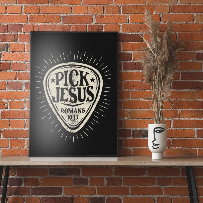 Guitar Pick Jesus Christian Music Guitarist Pastor Retro Poster