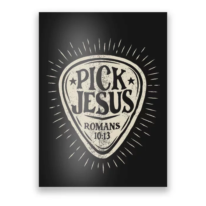 Guitar Pick Jesus Christian Music Guitarist Pastor Retro Poster