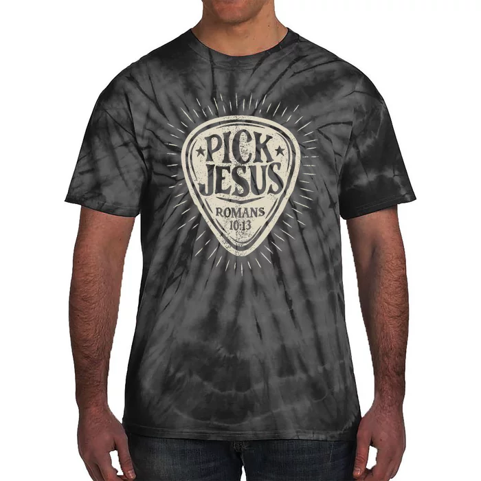 Guitar Pick Jesus Christian Music Guitarist Pastor Retro Tie-Dye T-Shirt