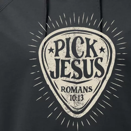 Guitar Pick Jesus Christian Music Guitarist Pastor Retro Performance Fleece Hoodie