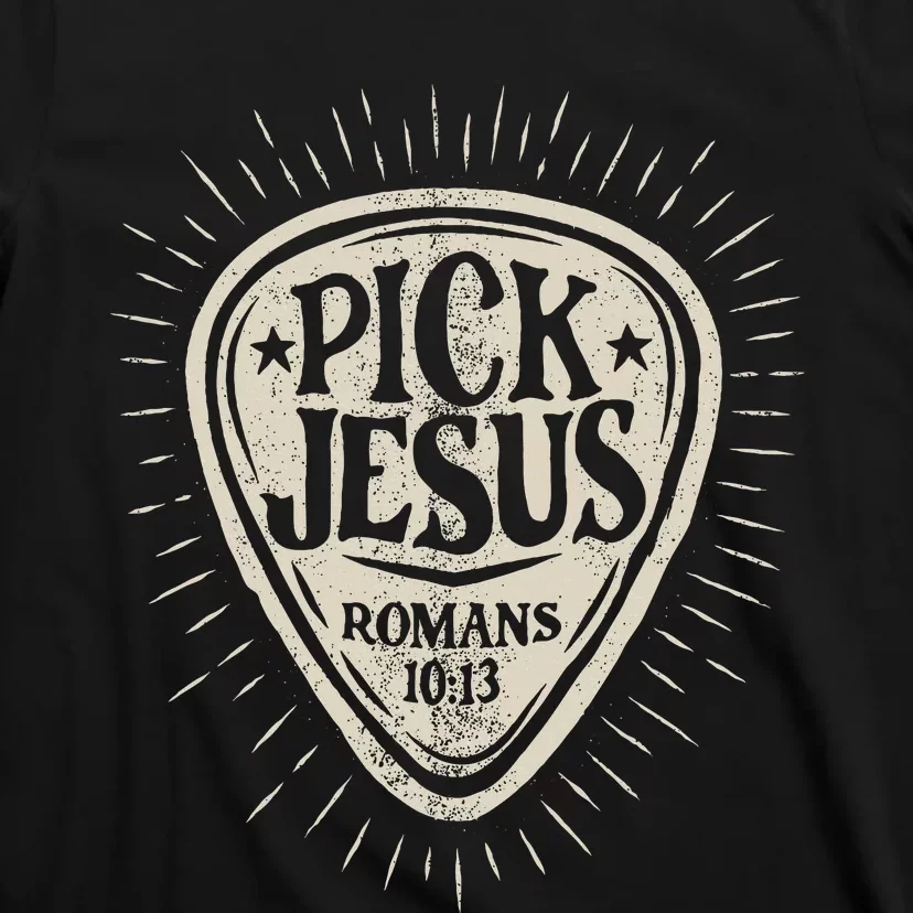 Guitar Pick Jesus Christian Music Guitarist Pastor Retro T-Shirt