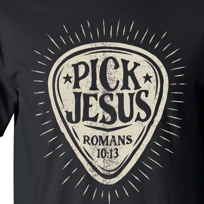 Guitar Pick Jesus Christian Music Guitarist Pastor Retro Tall T-Shirt