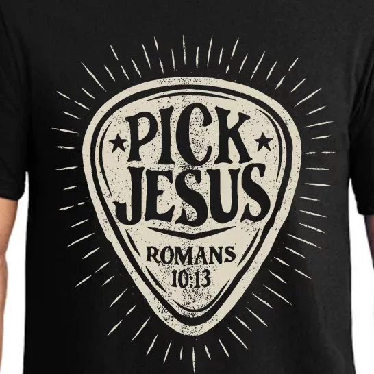 Guitar Pick Jesus Christian Music Guitarist Pastor Retro Pajama Set