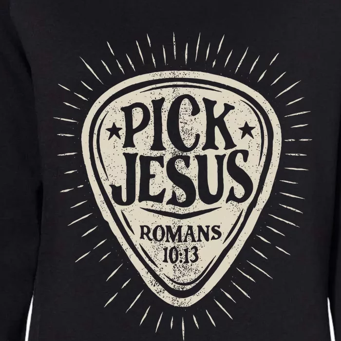 Guitar Pick Jesus Christian Music Guitarist Pastor Retro Womens California Wash Sweatshirt