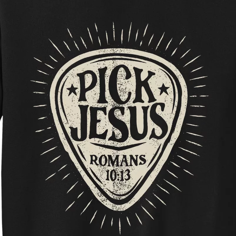 Guitar Pick Jesus Christian Music Guitarist Pastor Retro Tall Sweatshirt