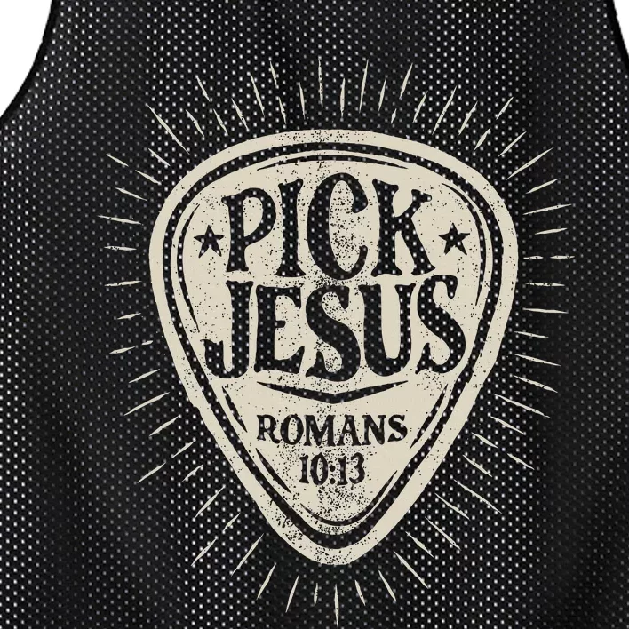 Guitar Pick Jesus Christian Music Guitarist Pastor Retro Mesh Reversible Basketball Jersey Tank