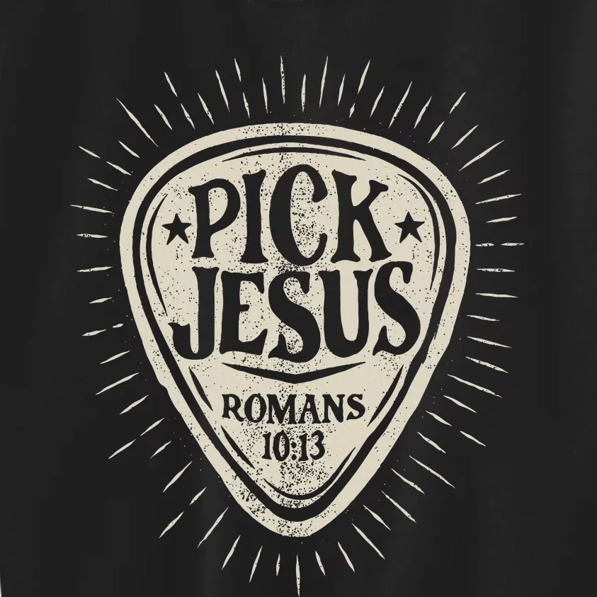 Guitar Pick Jesus Christian Music Guitarist Pastor Retro Kids Sweatshirt