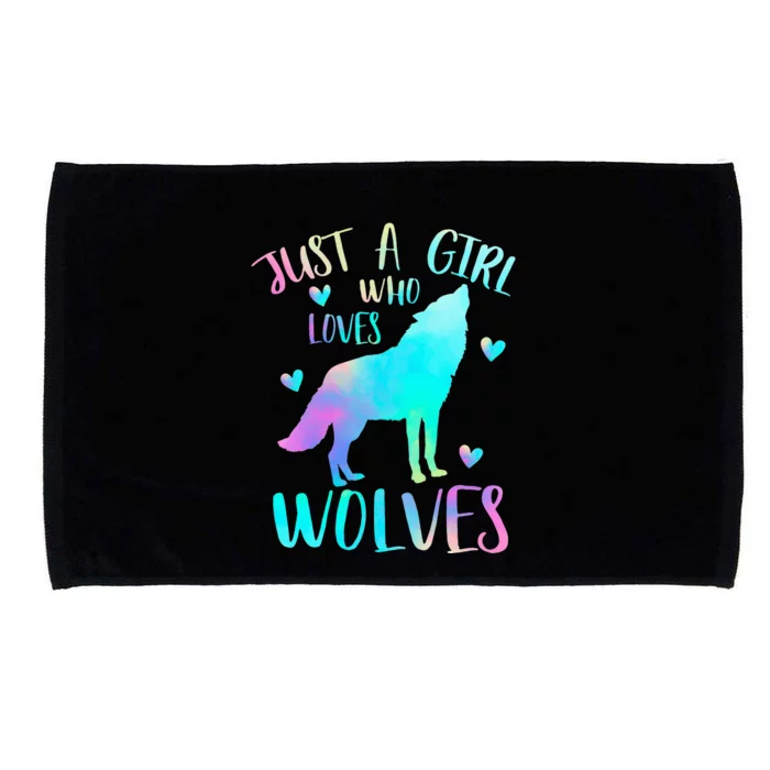 Just a Girl Who Loves wolves Watercolor Microfiber Hand Towel