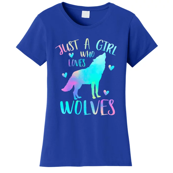 Just a Girl Who Loves wolves Watercolor Women's T-Shirt