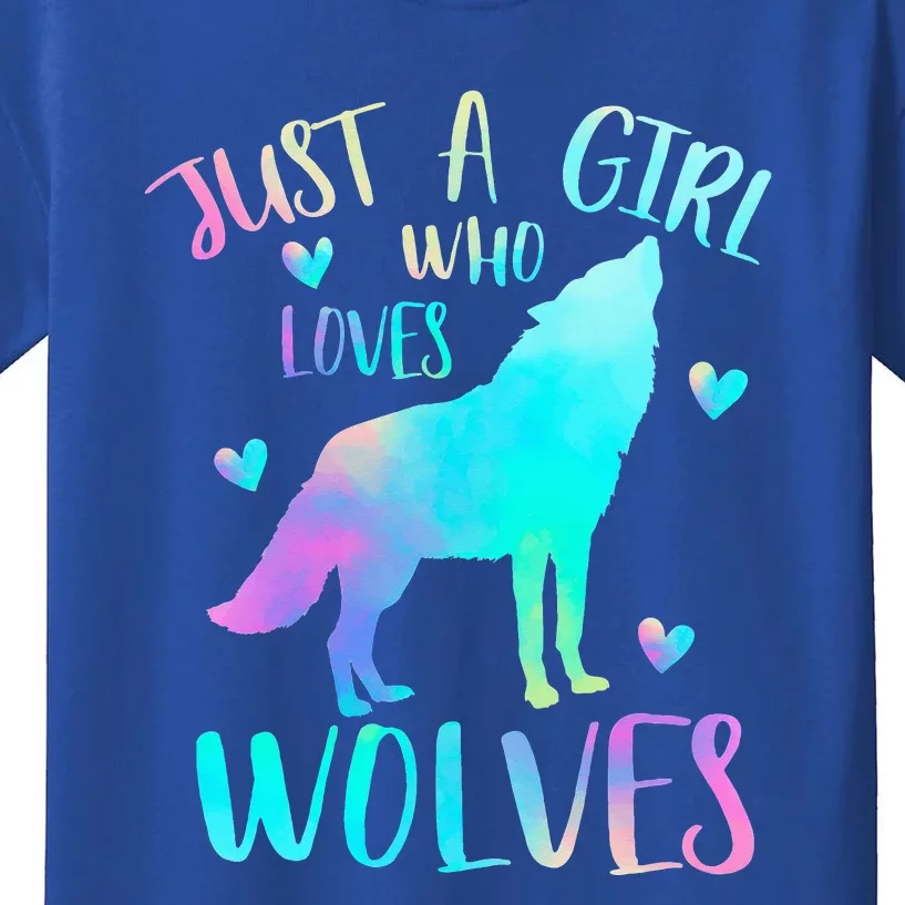 Just a Girl Who Loves wolves Watercolor Kids T-Shirt