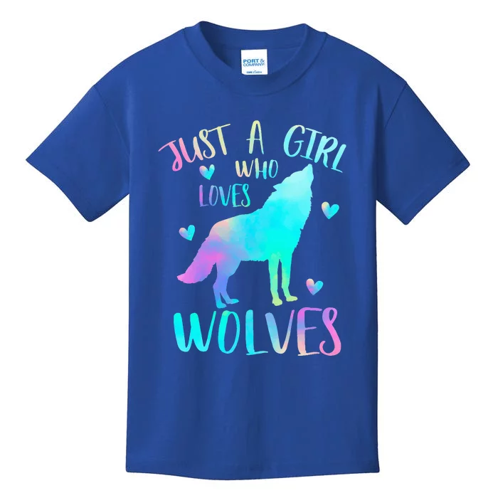 Just a Girl Who Loves wolves Watercolor Kids T-Shirt