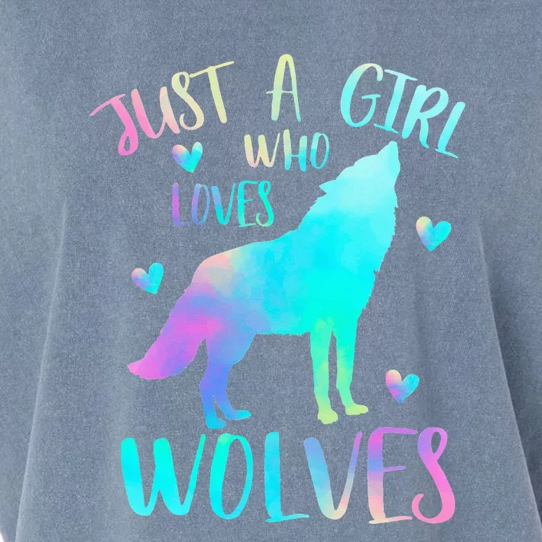 Just a Girl Who Loves wolves Watercolor Garment-Dyed Women's Muscle Tee