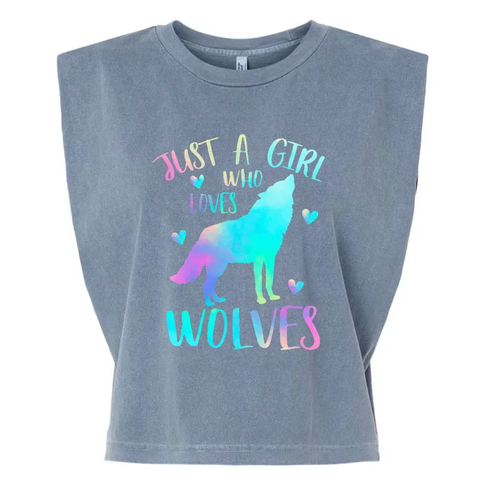 Just a Girl Who Loves wolves Watercolor Garment-Dyed Women's Muscle Tee