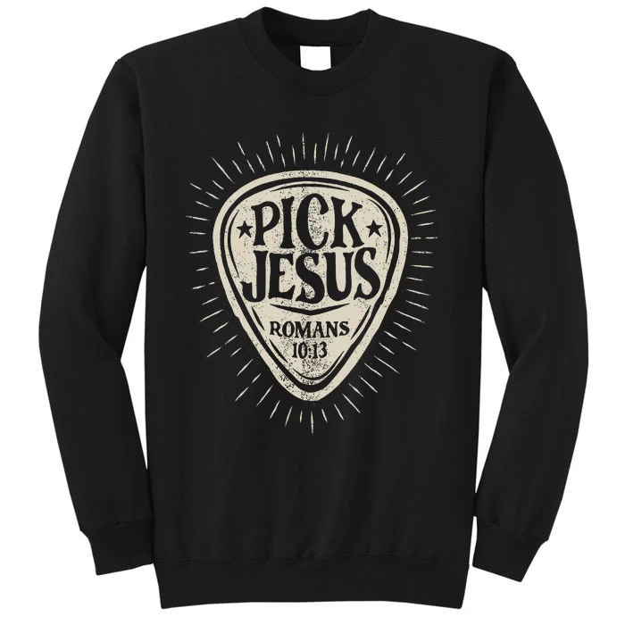 Guitar Pick Jesus Christian Music Guitarist Pastor Retro Tall Sweatshirt