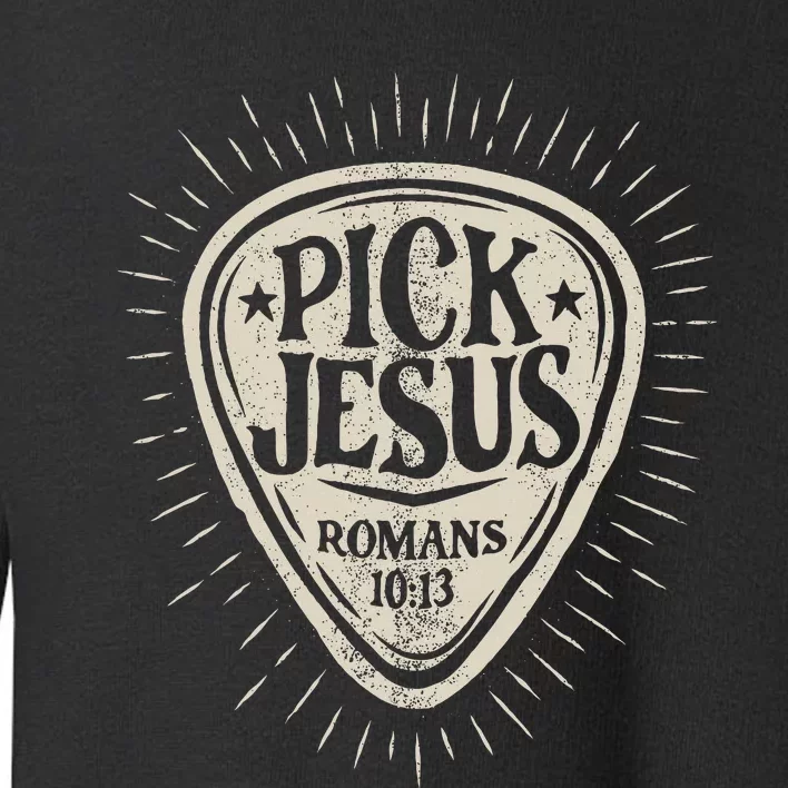 Guitar Pick Jesus Christian Music Guitarist Pastor Retro Toddler Sweatshirt