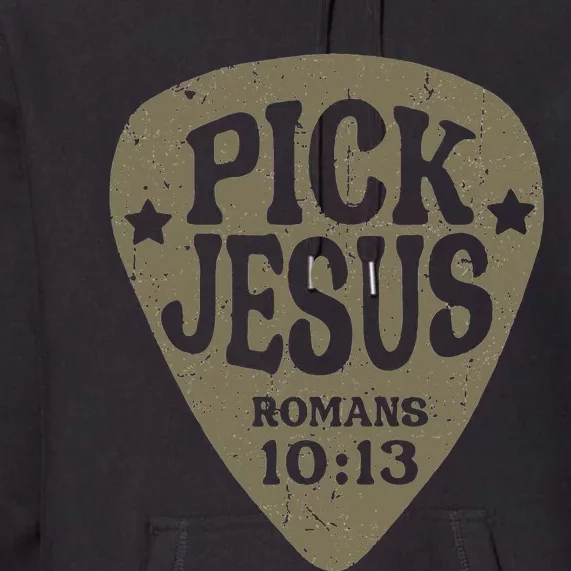 Guitar Pick Jesus Christian Music Guitarist Pastor Retro Premium Hoodie