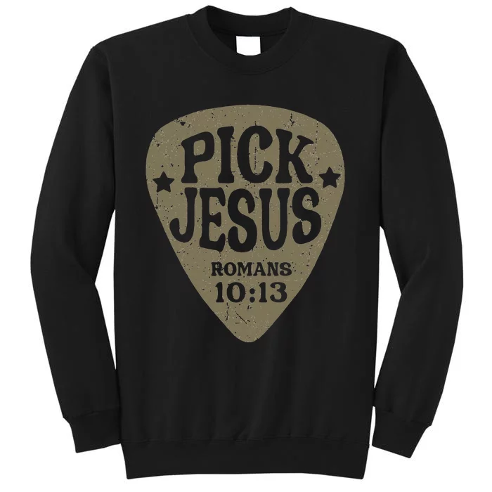 Guitar Pick Jesus Christian Music Guitarist Pastor Retro Tall Sweatshirt