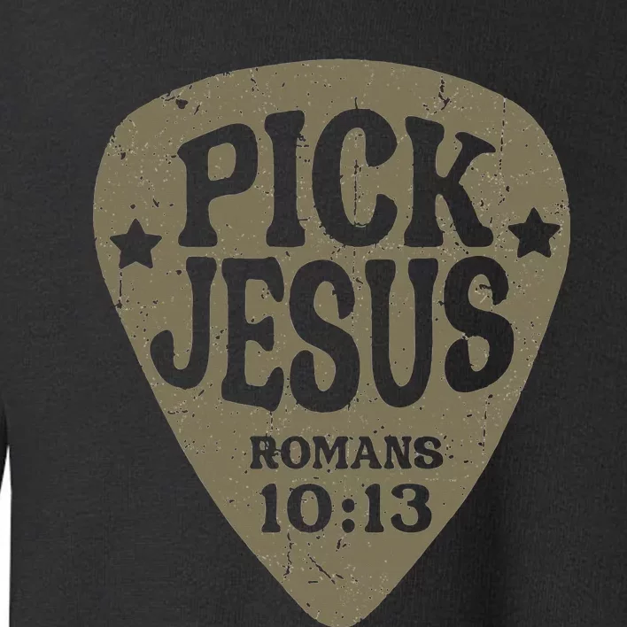 Guitar Pick Jesus Christian Music Guitarist Pastor Retro Toddler Sweatshirt