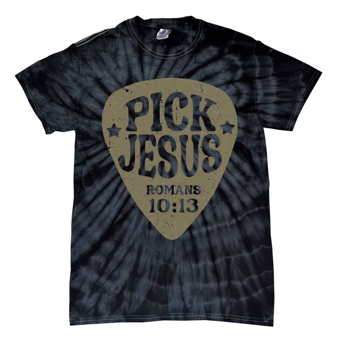 Guitar Pick Jesus Christian Music Guitarist Pastor Retro Tie-Dye T-Shirt