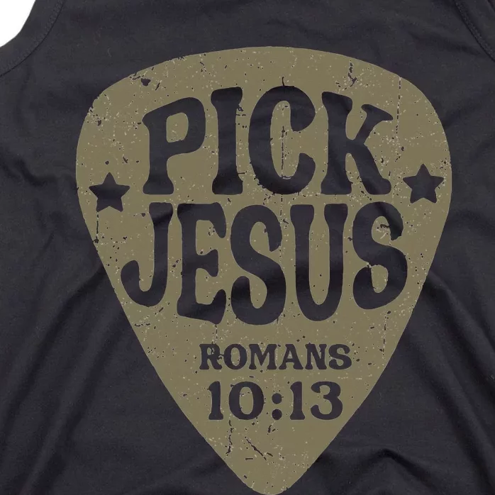 Guitar Pick Jesus Christian Music Guitarist Pastor Retro Tank Top