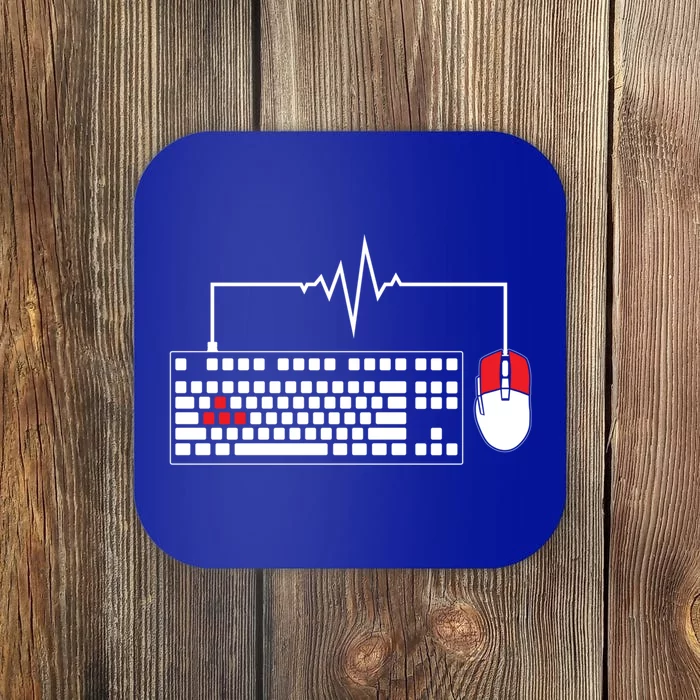 Gaming Pc Keyboard Mouse Christmas Gift Gamer Heartbeat Funny Gift Coaster