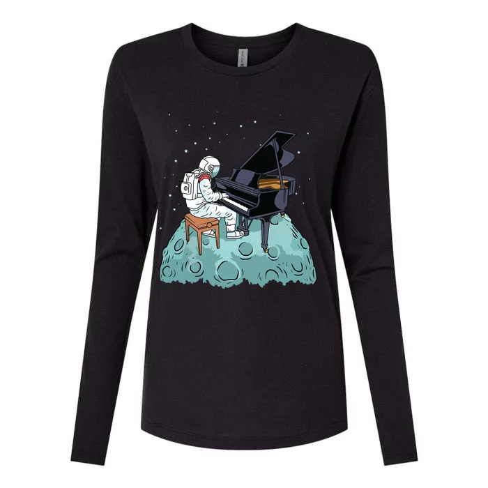 Grand Piano Kids Pianist Gift Astronaut Music Piano Womens Cotton Relaxed Long Sleeve T-Shirt