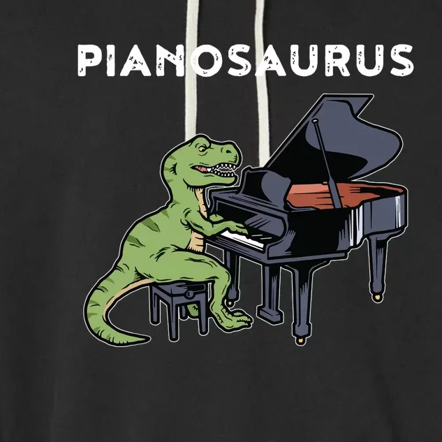 Grand Piano Kids Pianist Gift Dinosaur Music Piano Garment-Dyed Fleece Hoodie