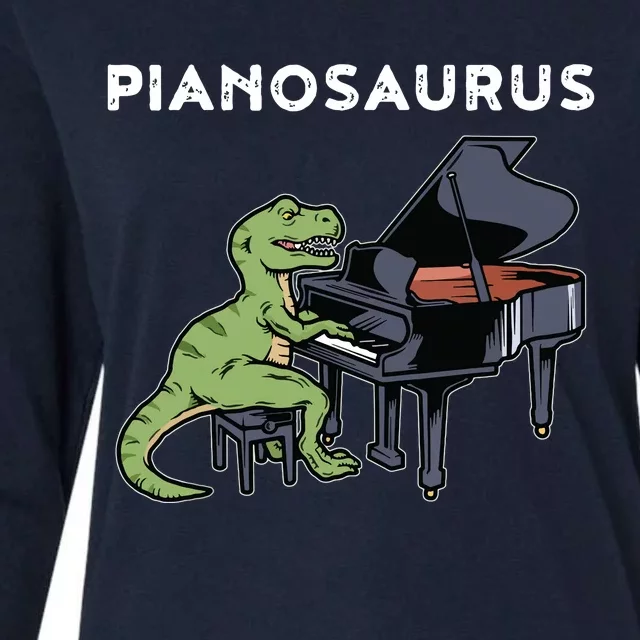 Grand Piano Kids Pianist Gift Dinosaur Music Piano Womens Cotton Relaxed Long Sleeve T-Shirt