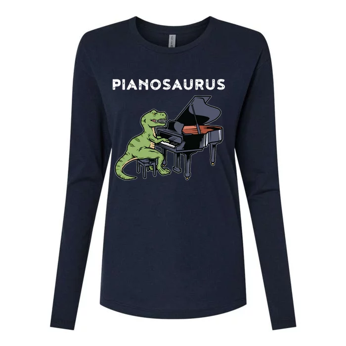 Grand Piano Kids Pianist Gift Dinosaur Music Piano Womens Cotton Relaxed Long Sleeve T-Shirt