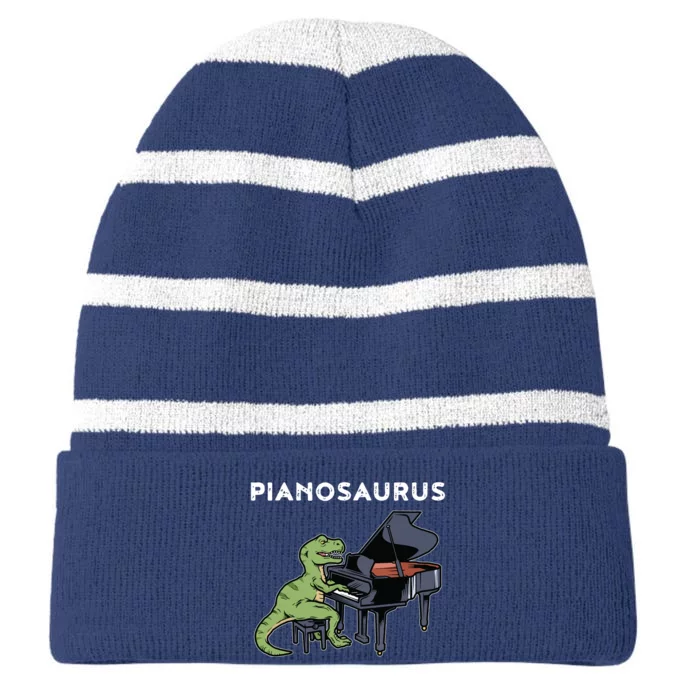 Grand Piano Kids Pianist Gift Dinosaur Music Piano Striped Beanie with Solid Band